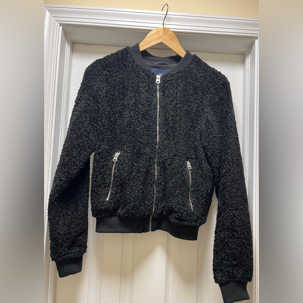 American Eagle Teddy Bear Bomber Jacket, Size Medium